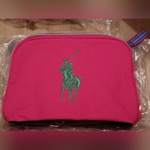 2 embroidered polo makeup bags